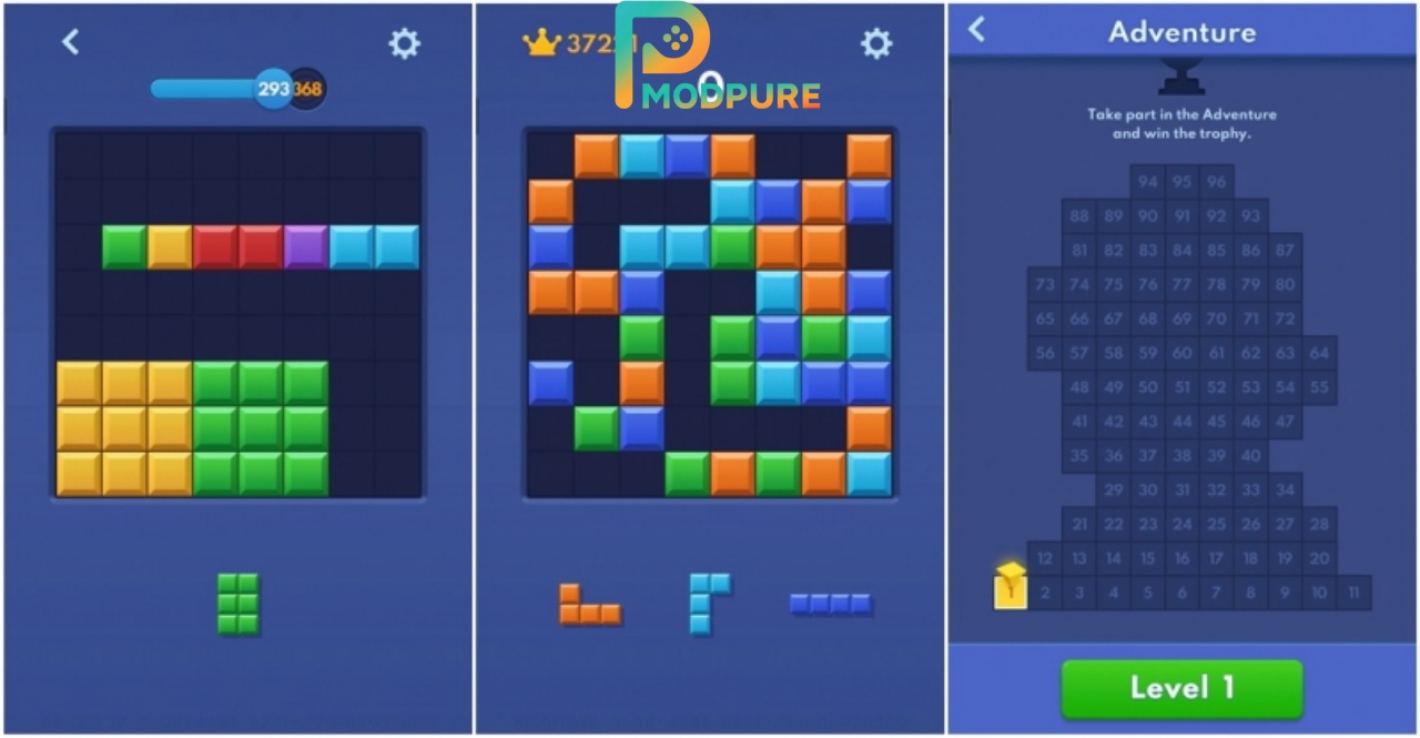 Hack Block Blast tập chung ăn những ô lớn trước