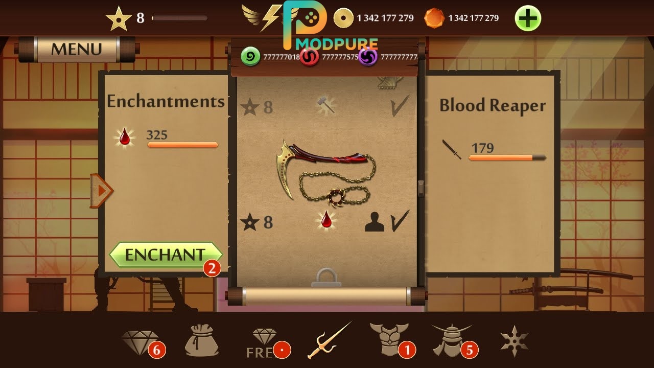 Nâng cấp vũ khí mạnh mẽ trong Hack Shadow Fight 2