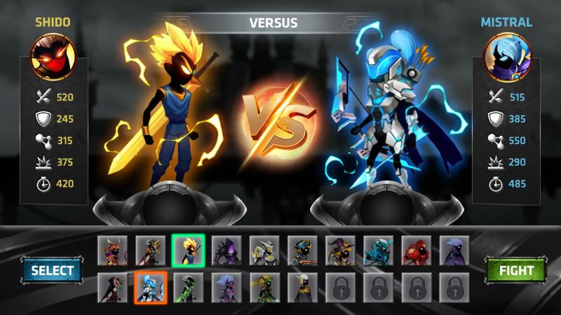 Kho Trang Bị Phong Phú Trong Hack Stickman Legends